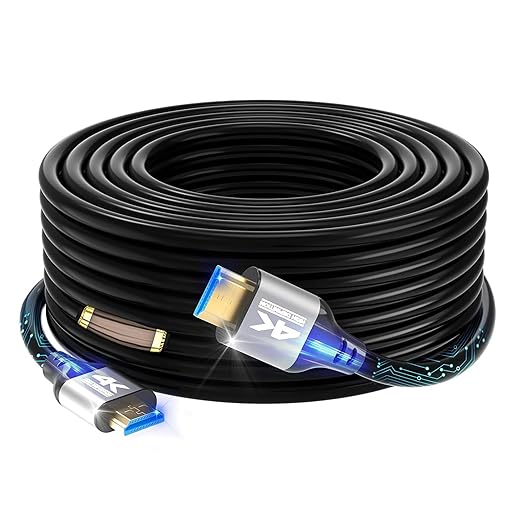 4k HDMI Cable 100 FT,High Speed HDMI 2.0 Cord, Support 4K@60Hz, ARC, HDR, 3D, Ethernet, Compatible with TV, Blu-Ray, PS4/5,Projector, Soundbar, Sky, PC, Laptop