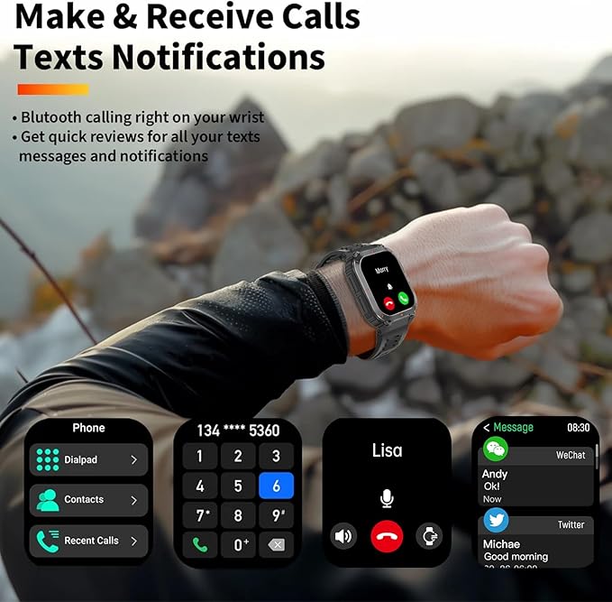 Military GPS Smart Watch for Men Pressure/Altitude/Compass,Fitness Smart Watch for Android Phones and iPhone,Outdoor Waterproof Fitness Tracker with Blood Oxygen/Heart Rate/Sleep/100+ Sport Modes