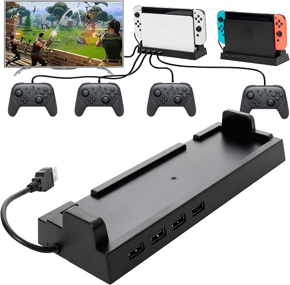 USB Hub for Nintendo Switch Dock – 4-Port USB Controller Expansion Adapter, Powered USB Hub Switch Nintendo for Multiplayer Gaming & Safe Charging – Not Compatible with Nintendo Switch 2