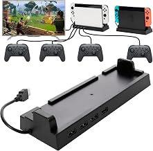 USB Hub for Nintendo Switch Dock – 4-Port USB Controller Expansion Adapter, Powered USB Hub Switch Nintendo for Multiplayer Gaming & Safe Charging – Not Compatible with Nintendo Switch 2 - Image 1