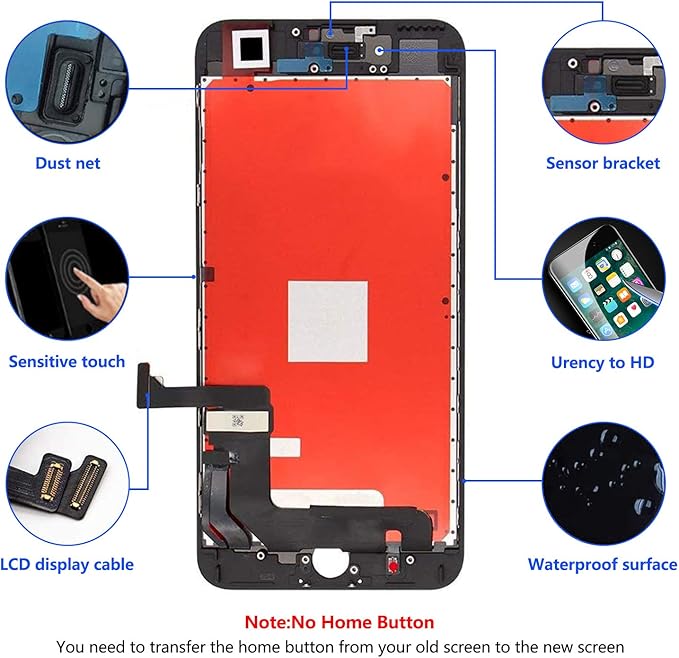 for iPhone 7 Plus Screen Replacement 5.5 Inch Black, Diykitpl 3D Touch LCD Screen Digitizer Replacement for A1661,A1784,A1785, with Repair Tools Kit+Waterproof Frame Adhesive+Screen Protector
