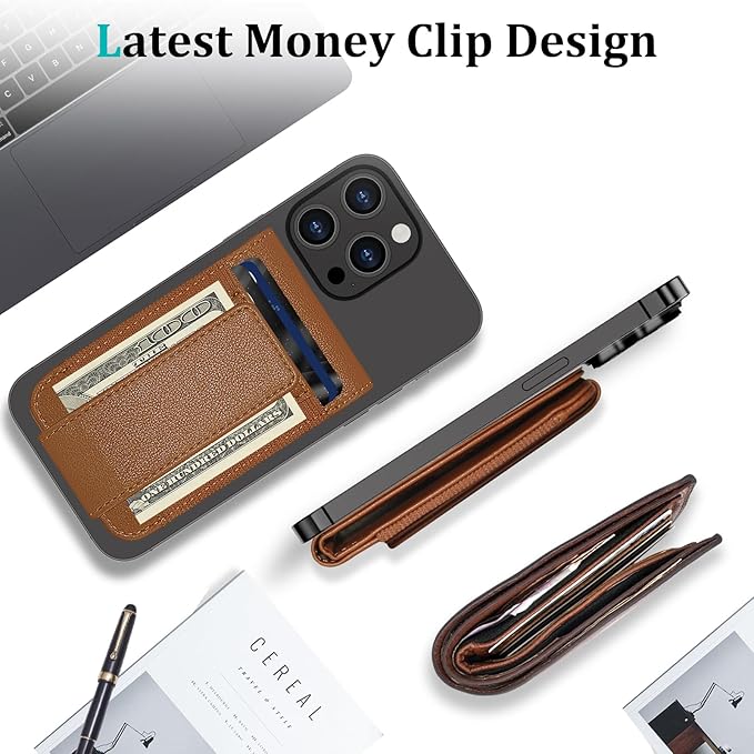 for MagSafe Wallet, Magnetic Phone Wallet with Adjustable Stand & Money Clip, Detachable Magnetic Wallet for iPhone 16/15/14/13/12 Pro Max Plus, 10+ Cards Holder