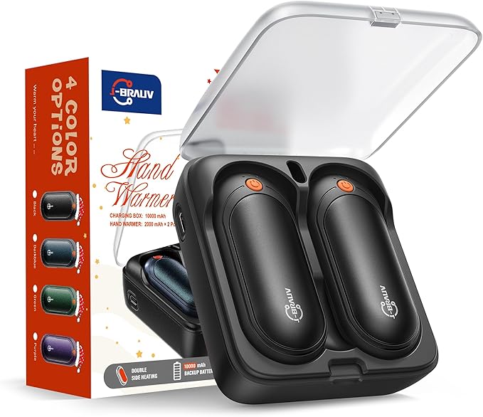 Electric Hand Warmers Rechargeable 2 Pack，24H Heating 5 Levels Heat Double Sided USB C Hand Warmer Gifts for Christmas, Outdoor, Golf, Hunting, Camping Accessories