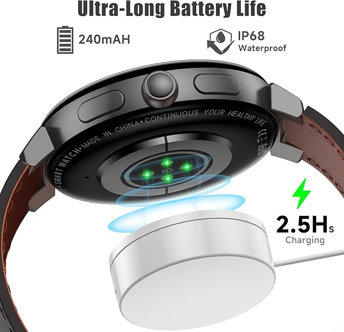 aigo Smart Watch for Men Women, Bluetooth Calling, 107 Sports Modes, Health Fitness Tracker with Heart Rate, Sleep Monitoring, 1.73" HD Screen IP68 Waterproof Watches for Android iOS Phone, Black