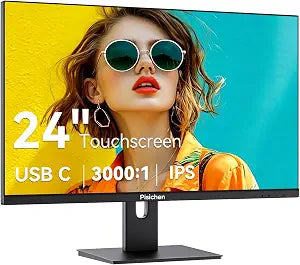 Touchscreen Monitor 24" FHD 1920x1080P IPS Display 10-Point Touch Screen Computer Monitor USB Type-C HDMI & VGA Ports, VESA Mount, Black