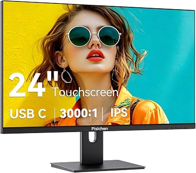 Touchscreen Monitor 24" FHD 1920x1080P IPS Display 10-Point Touch Screen Computer Monitor USB Type-C HDMI & VGA Ports, VESA Mount, Black