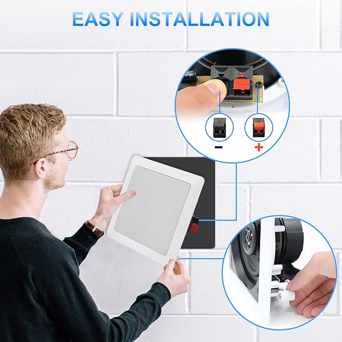 Herdio 5.25 Inch Bluetooth Ceiling Speakers with Wall Mount Control Amplifier Receiver System for Home Living Room Bedroom Bathroom Office (A Pair)