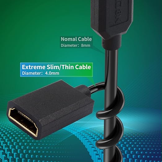 Duttek 8K HDMI Extender Coiled Cable, 4FT/1.2M 90 Degree HDMI Extension with 8K 60Hz Video and 3D HDR for TV, HDTV, Laptop, PC