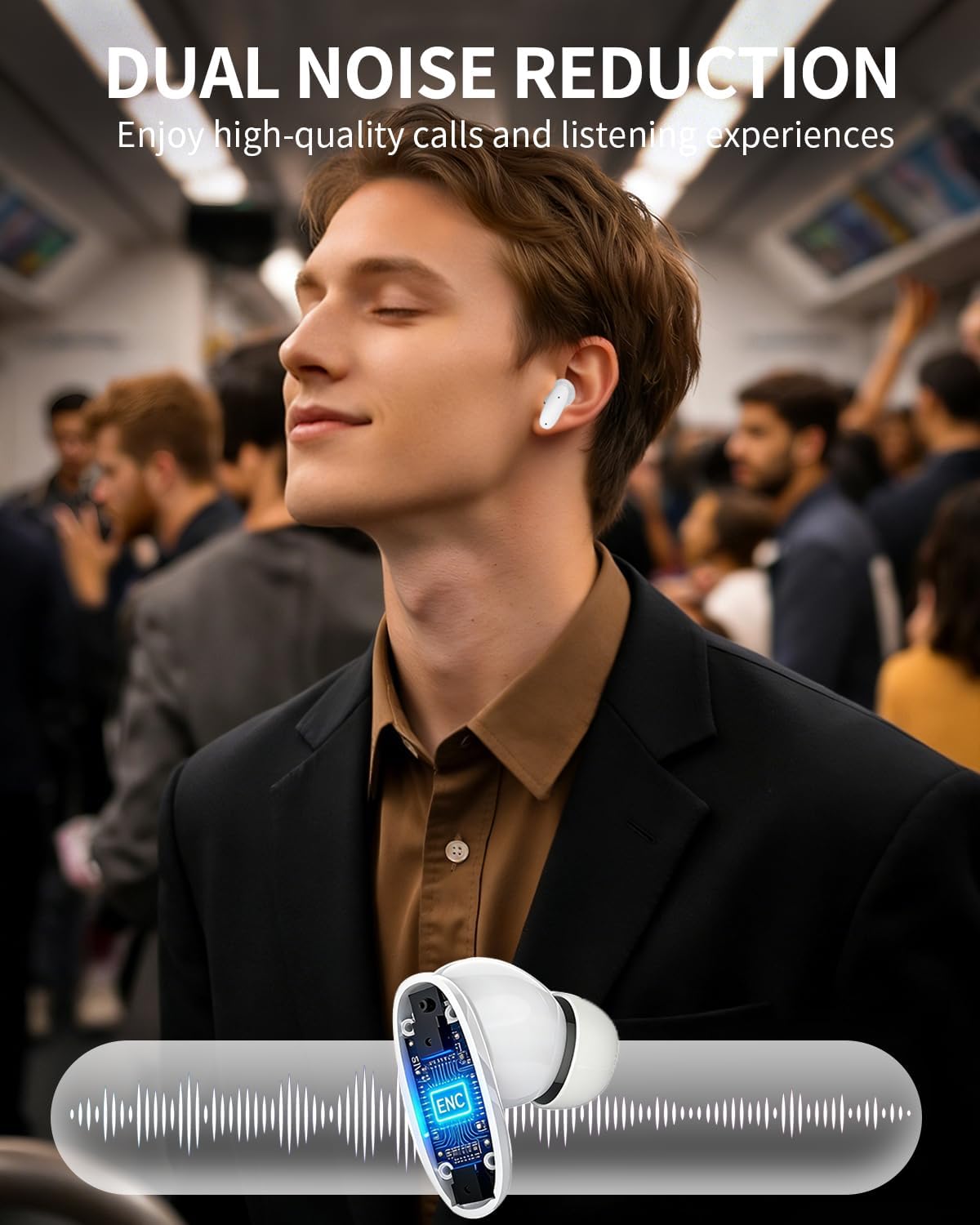 True Wireless Earbuds – Bluetooth 5.4, Dual ENC ANC Noise Canceling, 13mm Deep Bass, IPX7 Waterproof, 18H Playtime | Techloop Living