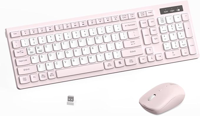 Wireless Keyboard and Mouse Combo Silent for Office and Home(Pink-B) - Image 8