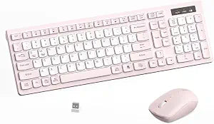 Wireless Keyboard and Mouse Combo Silent for Office and Home(Pink-B) - Image 1