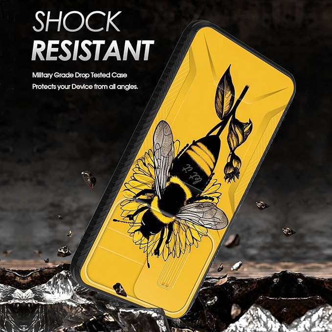 for Galaxy A17 5G Case Built in Slide Camera Lens Cover,Heavy Duty Shockproof Protection Dual Layer Case for Samsung Galaxy A17 5G 6.7" 2025,Honeybee Flower