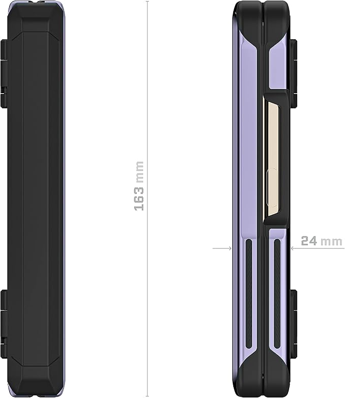 Ghostek ATOMIC slim Samsung Galaxy Fold 5 Case Crystal Clear Back with Aluminum Metal Bumper Premium Rugged Tough Heavy Duty Shockproof Protection Phone Cover Designed for 2023 Z Fold5 (7.6") (Purple)