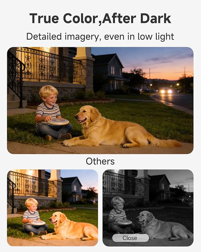 Noorio 2K 4MP Window Camera, 2.4GHz & 5GHz WiFi Indoor Cameras for Home Security with AI Person & Motion Detection, Blacklight Full Color Night Vision, 2-Way Audio, 24/7 Recording, Alexa, Easy Install