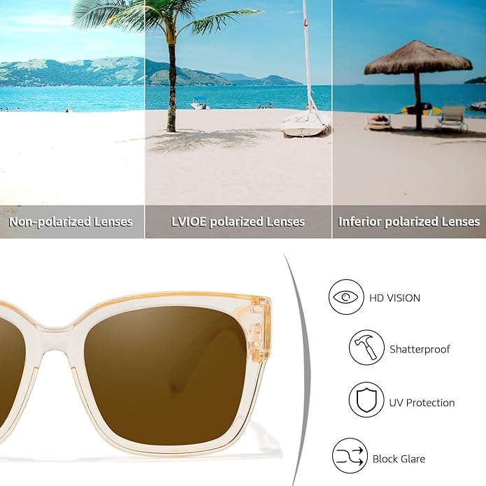 LVIOE 2 Pack Polarized Fit Over Sunglasses for Women Men Oversized Square Over Glasses Sunglasses with UV Protection LS7511