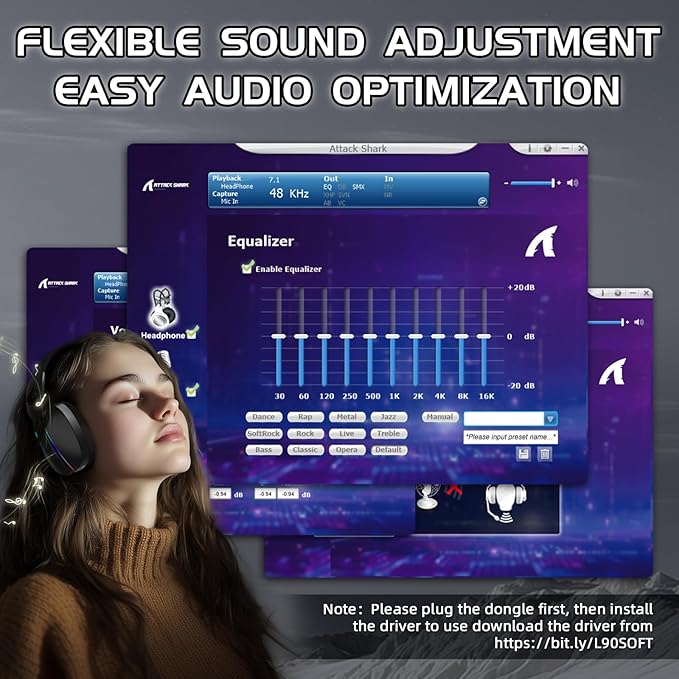 Attack Shark L90 Ultralight RGB Wireless Gaming Headset with Plug-in Microphone,Bluetooth 5.3 & 2.4G Wireless & Wired Headphone, 7.1 Surround Sound for Xbox One Series, PS4,PS5 & PC (Black)