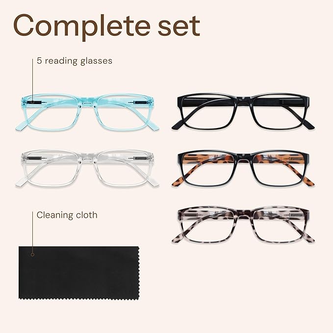 Gaoye 2.75 Professional Reading Glasses for All Day - Computer Readers with Blue Light Protection - Value Pack