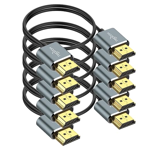 Twozoh Slim 4K HDMI Cable 6.6FT 5 Pack, Ultra Thin & Flexible Skinny HDMI to HDMI 2.0 Cord Support 4K/60HZ 18gbps Laptop, Monitor, PS5, PS4, Xbox One, Fire TV