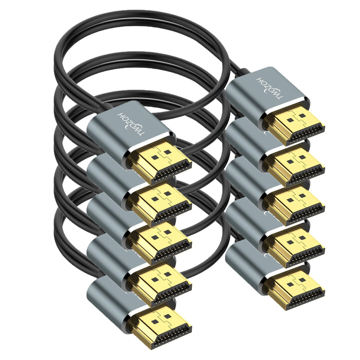 Twozoh Slim 4K HDMI Cable 1FT 5 Pack, Ultra Thin & Flexible Skinny HDMI to HDMI 2.0 Cord Support 4K/60HZ 18gbps Laptop, Monitor, PS5, PS4, Xbox One, Fire TV