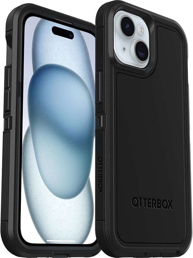 OtterBox iPhone 16e, 15, 14, & 13 Defender Series XT Case - Black, screenless, Rugged, Snaps to MagSafe, Lanyard Attachment