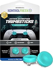 KontrolFreek Lotus for PlayStation 5 (PS5) and PlayStation 4 (PS4) | Performance Thumbsticks | 2 Mid-Rise Concave | Teal/Clear - Image 1