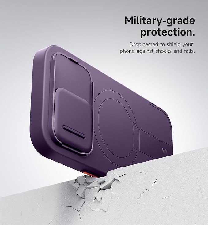 SURITCH for iPhone 16 Pro Case with Slide Camera Cover and Adjustable Kickstand, Compatible with MagSafe, Shockproof Bumper Case Slim Protective Cover for iPhone 16 Pro 6.3 Inch, Dark Purple