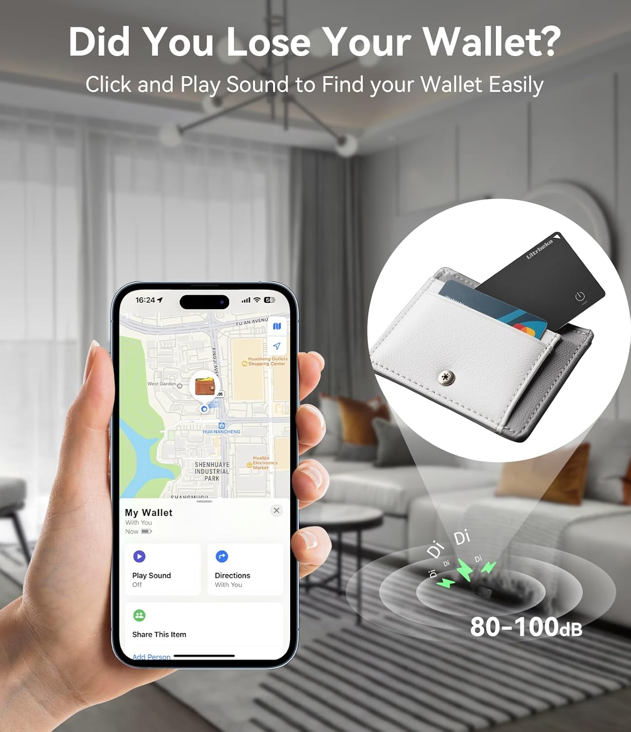 Ultra-Thin Wallet Tracker Card IP68 Waterproof Bluetooth Finder Apple Find My Compatible Wireless Charging iOS