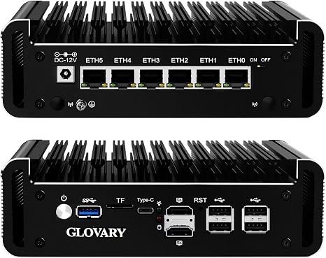 N150 Mini PC Firewall (N100 Upgrade), 6 x 2.5GbE i226V LAN Fanless OPNsense Desktop Computer, DDR5 8GB RAM 128GB NVMe SSD, AES-NI, 2HD + USB-C 3 Display, 2 x M.2 NVMe Slot