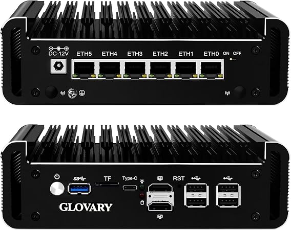 N150 Mini PC Firewall (N100 Upgrade), 6 x 2.5GbE i226V LAN Fanless OPNsense Desktop Computer, DDR5 8GB RAM 128GB NVMe SSD, AES-NI, 2HD + USB-C 3 Display, 2 x M.2 NVMe Slot