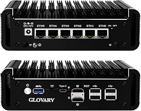 N150 Mini PC Firewall (N100 Upgrade), 6 x 2.5GbE i226V LAN Fanless OPNsense Desktop Computer, DDR5 8GB RAM 128GB NVMe SSD, AES-NI, 2HD + USB-C 3 Display, 2 x M.2 NVMe Slot - Image 1