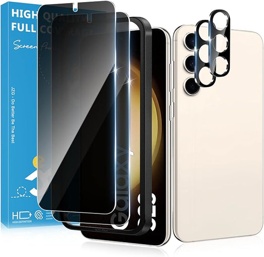 2 Pack for Samsung Galaxy S23 Plus / S23+ Privacy Screen Protector, 2 Pack Camera Protector, Fingerprint Compatible, Anti Spy, 9H Hardness Glass for Galaxy S23 Plus / S23+ 5G