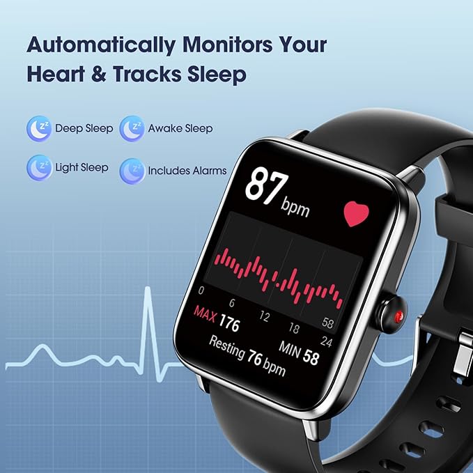 Smart Watch, Fitness Tracker with Heart Rate Monitor, Blood Oxygen, Sleep Tracking, 41mm Smartwatch Waterproof with Pedometer for Women Men Watch Compatible with Android iOS Phones
