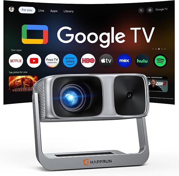 HAPPRUN 2500 ANSI Outdoor Projector with Official Google TV, 4K Decoding