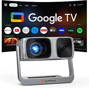 HAPPRUN 2500 ANSI Outdoor Projector with Official Google TV, 4K Decoding