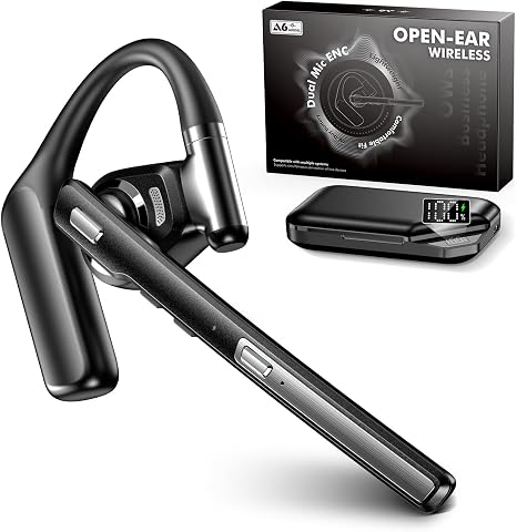 Bluetooth 6.0 Open-Ear Headset with Noise-Canceling Microphone