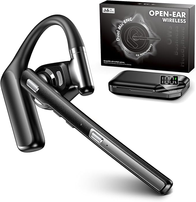 Bluetooth 6.0 Open-Ear Headset with Noise-Canceling Microphone
