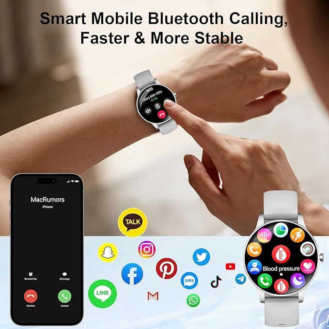 Efolen Smart Watches for Women Answer/Make Call,1.27" HD Fitness Tracker for Android iPhone,Heart Rate SpO2 Sleep Monitor,IP68 Waterproof Digital Watch,100+ Sports Activity Trakcer Silver