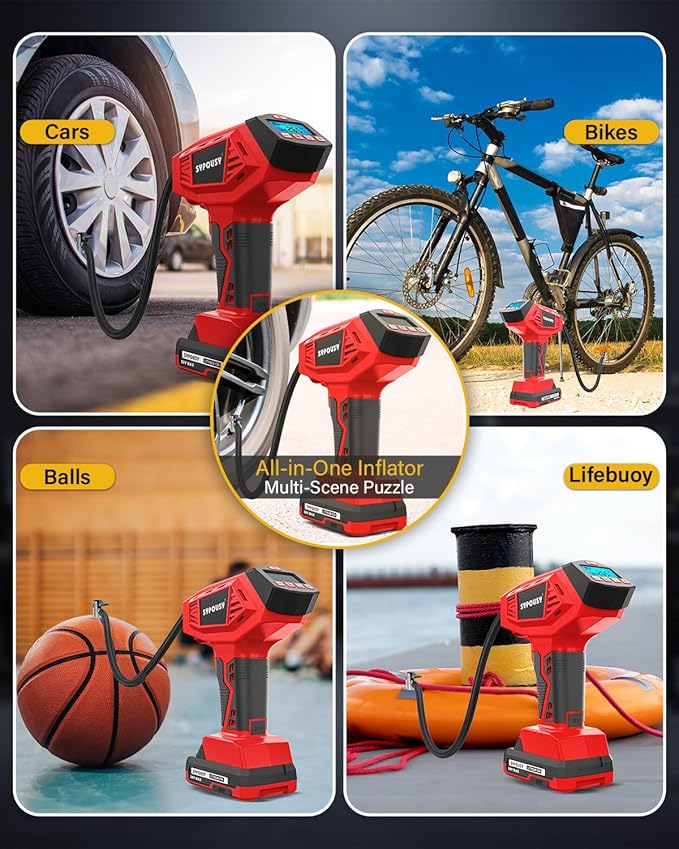 Upgraded Tire Inflator Portable Air Compressor, 160PSI Cordless Air Pump with 20V Rechargeable Battery, 2X Faster Inflation, Digital Pressure Gauge for Car, Motorcycle, E-Bike & Balls