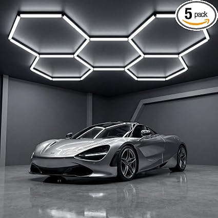 Hexagon Garage Lights 144W 17280LM - 24 Pack Super Bright LED Honeycomb Ceiling Lights for Garage, Workshop, Gym, Car Detailing, Barber & Auto Shops