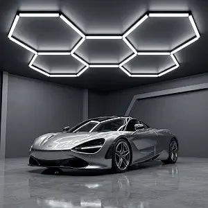 Hexagon Garage Lights 144W 17280LM - 24 Pack Super Bright LED Honeycomb Ceiling Lights for Garage, Workshop, Gym, Car Detailing, Barber & Auto Shops