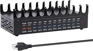 24 Ports 420W Charging Station for Multiple Devices, Iron Alloy USB Charger