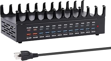 24 Ports 420W Charging Station for Multiple Devices, Iron Alloy USB Charger