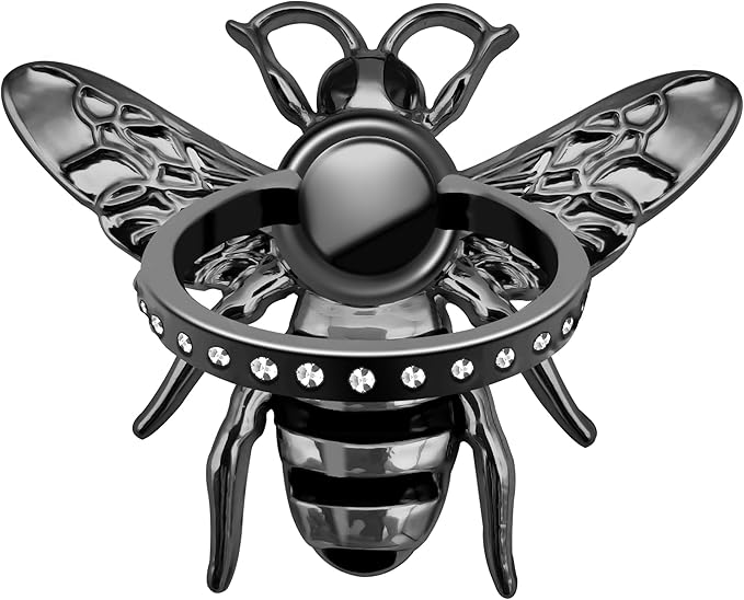 TACOMEGE Bee Cell Phone Ring Holder gift for girls women, Crystal Finger Ring Kickstand Compatible with Smartphone, Tablet, E-reader (Black)