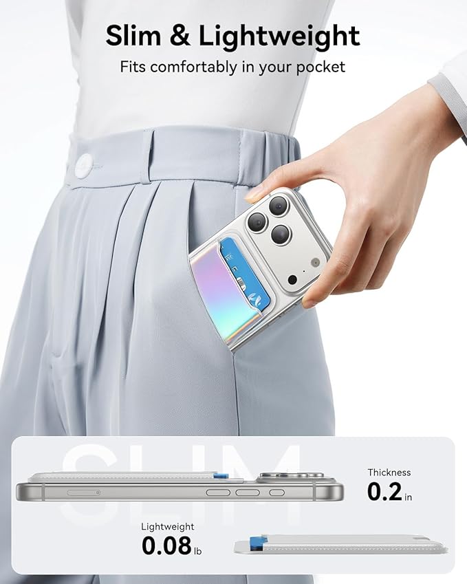 for MagSafe Wallet, 3 Cards Holder, Slim Magnetic Phone Wallet for iPhone 17/16/15/14/13/12 Pro Max Plus Air Series,RFID Blocking Vegan Leather,Rainbow