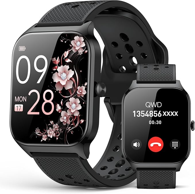 Smart Watch for Women Men - Answer/Make Call, Fitness Tracker Smartwatch for Android iPhone Compatible, 120+ Sports Modes Step Counter Sleep Female Cycle (Black)