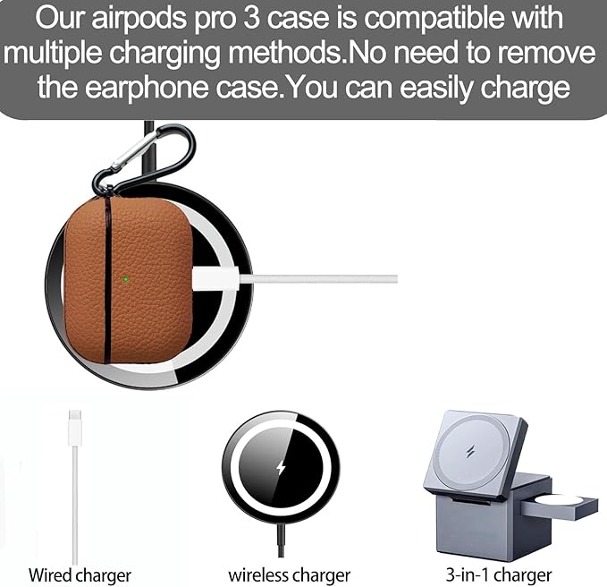 for Leather AirPods Pro 3 Case 2025|Cute Hard Air Pods Pro 3 Case (Model A2700/A2931)|with Keychain|Retro iPod Airpod 3 Pro Cases for Man Women(Brown)