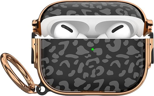 Maxjoy for AirPods Pro 3rd Generation Case with Lock, Cute AirPods Pro 3 Case Lock Protective Hard AirPod Pro 3 Cover for Women Men with Keychain for Airpod Pro 3rd Gen Cover 2025, Grey Leopard