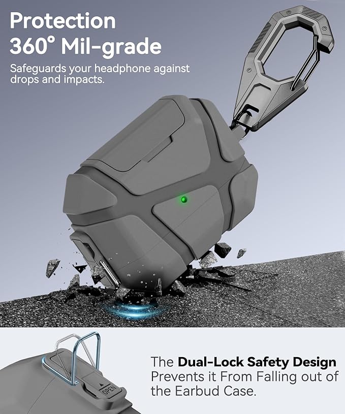 for AirPods Pro 3rd Case (2025 New),Secure Lock & Phone Stand Design Compatible with Airpods Pro 3 Generation Cover with Cleaner Kit-Grey
