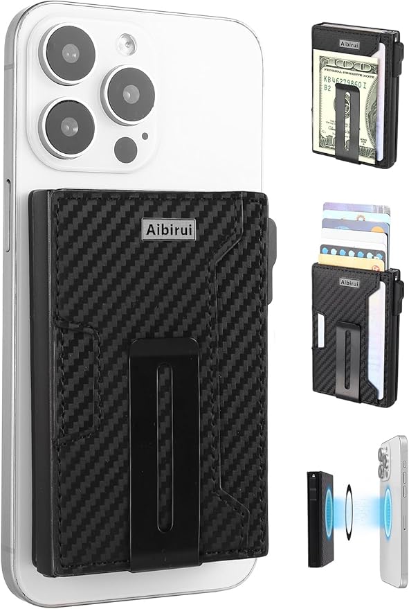 Ridge Wallets for Men,Magnetic Wallet for iPhone 17/16/15/14/13/12 Series,Magsafe Wallet with Money Clip,Card Holder,Holds 8 Cards & Bills,Ridge Wallet Magsafe by Aluminum &Microfiber Leather