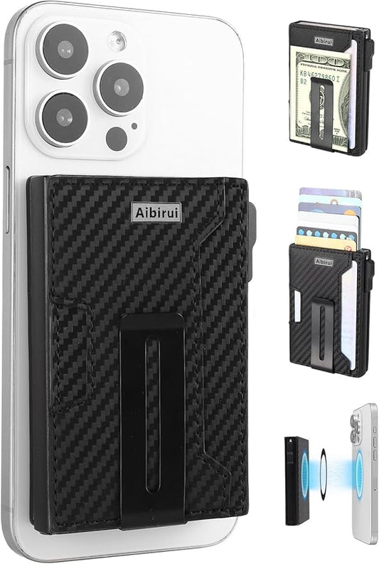 Ridge Wallets for Men,Magnetic Wallet for iPhone 17/16/15/14/13/12 Series,Magsafe Wallet with Money Clip,Card Holder,Holds 8 Cards & Bills,Ridge Wallet Magsafe by Aluminum &Microfiber Leather